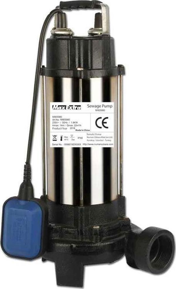Max-Extra MX05910 Dalğıç Pompa 1.5Hp 2'' - Kirli Su Parçalıyıcı Bıçaklı - Image 1