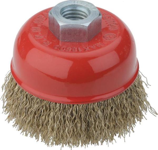 Partner PT02033 Çanak Fırça Sarı Dalgalı Telli M14 Vidalı 100mm - Image 1