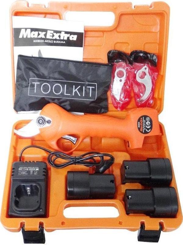 Max-Extra MX8030 Şarjlı Budama Makası Üç Akülü 25mm 16.8V 2.0Ah - Image 1