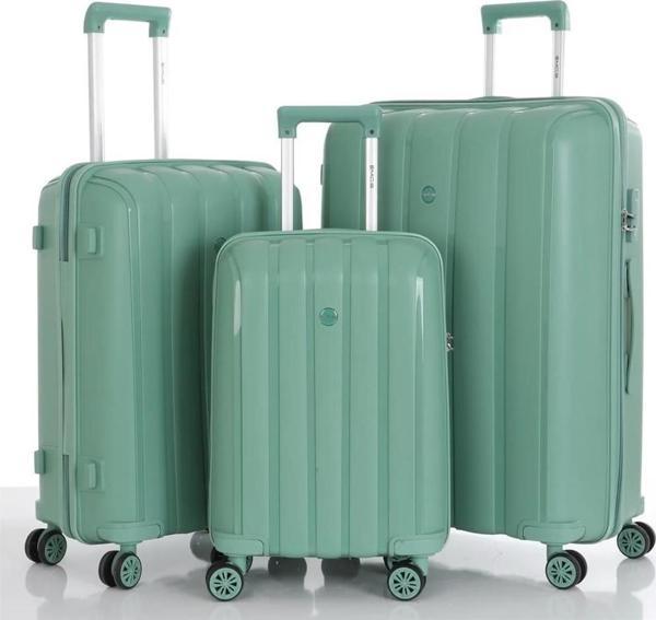 MÇS 3lü Set Kırılmaz Silikon Seyahat Valizi Bavulu V305 Su Yeşili - Image 1