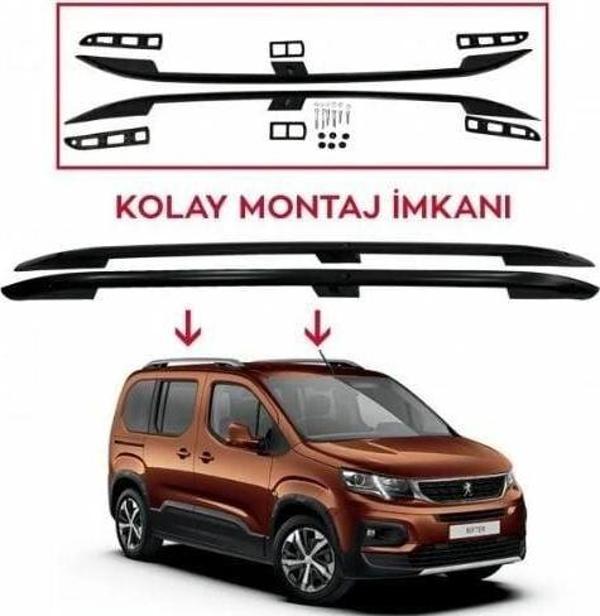 Peugeot Rıfter Tavan Çıtası Kısa Siyah 2019-Sonrası modeller uyumlu - Image 1