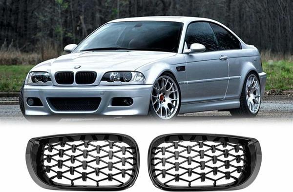 Bmw e46 diamond ön panjur ızgara 1998-2005 arası krom-siyah - Image 1