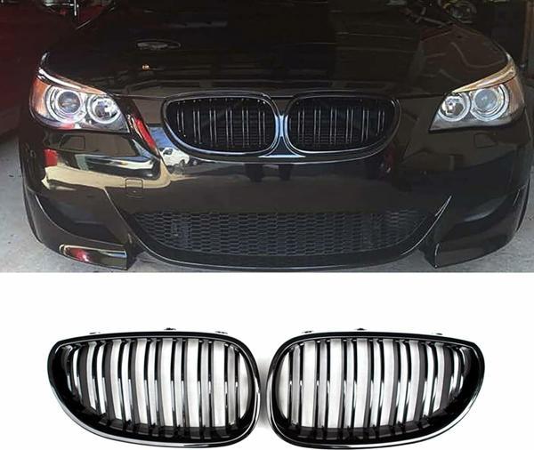 Bmw E60 çift çizgi ön panjur ızgara 2004-2009 arası parlak siyah - Image 1