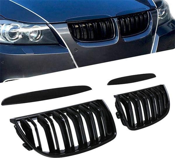 Bmw E90 çift çizgi ön panjur ızgara 2005-2007 arası parlak siyah - Image 1