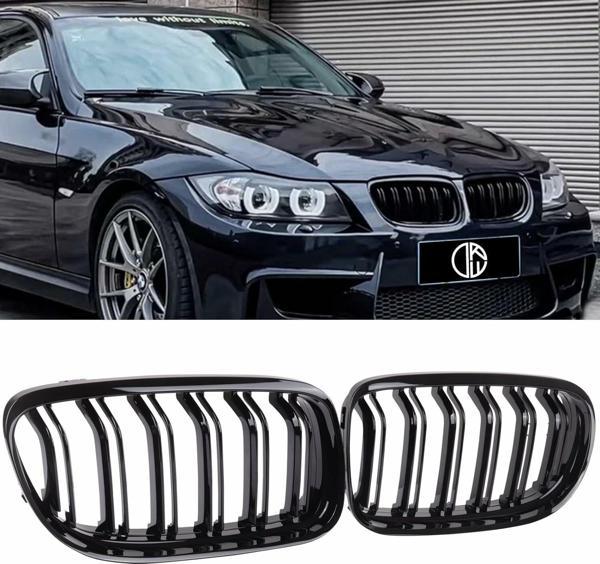 Bmw E90 çift çizgi ön panjur ızgara 2009-2012 arası(makyajlı kasa) parlak siyah - Image 1