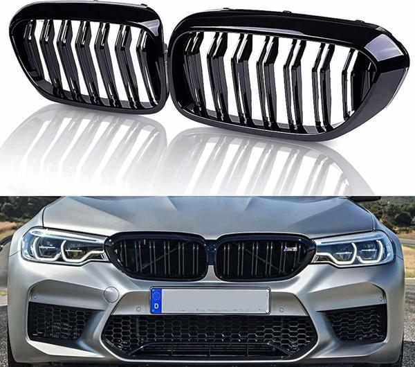 Bmw G30 çift şeritli ön panjur ızgara 2018-2020 arası parlak siyah - Image 1