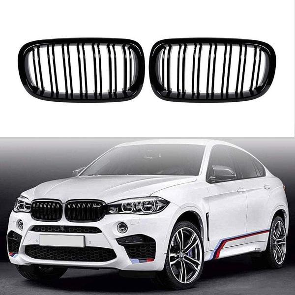 Bmw X6 F16 çift şeritli ön panjur ızgara 2015 sonrası parlak siyah - Image 1