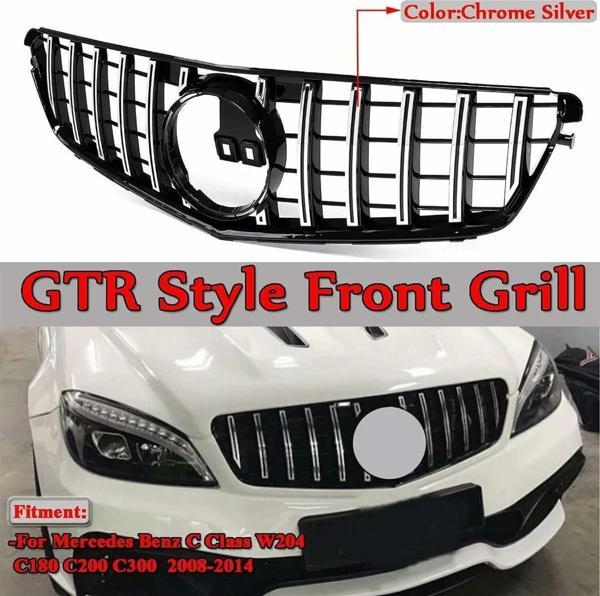 Mercedes C serisi w204 gtr ön panjur ızgara seti krom-siyah 2007-2013 arası - Image 1