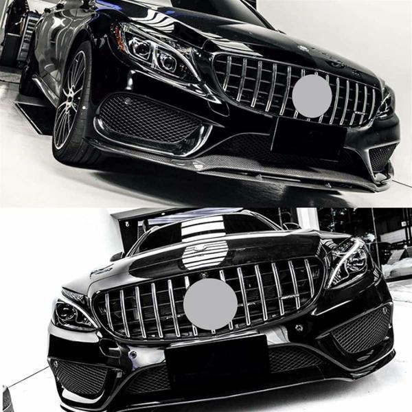 Mercedes C serisi w205 gtr ön panjur ızgara seti krom-siyah 2015-2018 arası - Image 1