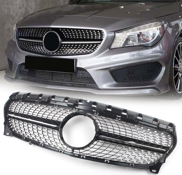Mercedes cla w117 diamond ön panjur ızgara seti krom-siyah 2015-2019 arası - Image 1