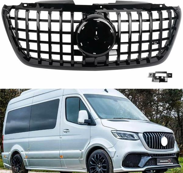 Mercedes Sprinter w907 gtr ön panjur ızgara seti krom-siyah 2019 sonrası - Image 1
