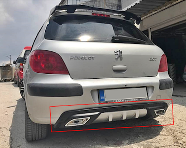 Peugeot 307 uyumlu üniversal difüzör Gri 2001 ve sonrası modeller - Image 1