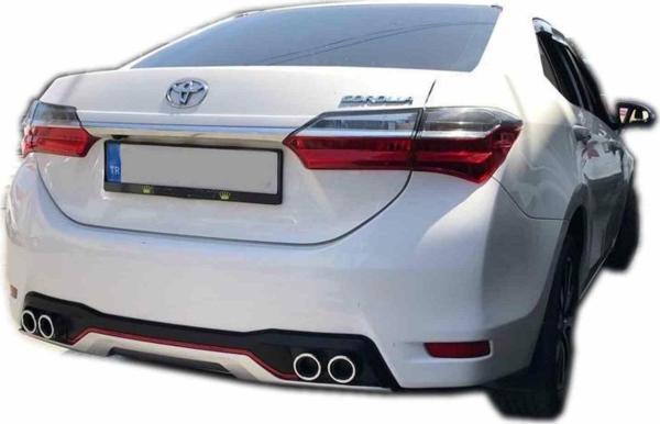 Toyota Corolla 4 çıkış görünümlü kırmızı şeritli difüzör 2013-2018 arası modeller - Image 1