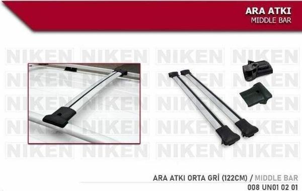 Araç üstü ara atkı bagaj taşıyıcı gri (yanlardan sıkıştırmalı) alüminyum 122cm - Image 1