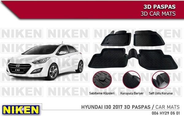 Hyundai i30 Havuzlu 3D Paspas Niken Siyah 2017+ Sonrası - Image 1
