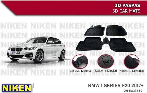 Bmw 1 Serisi F20 Havuzlu 3D Paspas Niken Siyah 2011-2019 Arası - Image 1