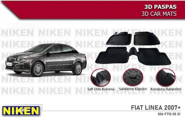 Fiat Linea Havuzlu 3D Paspas Niken Siyah 2007+ Sonrası - Image 1