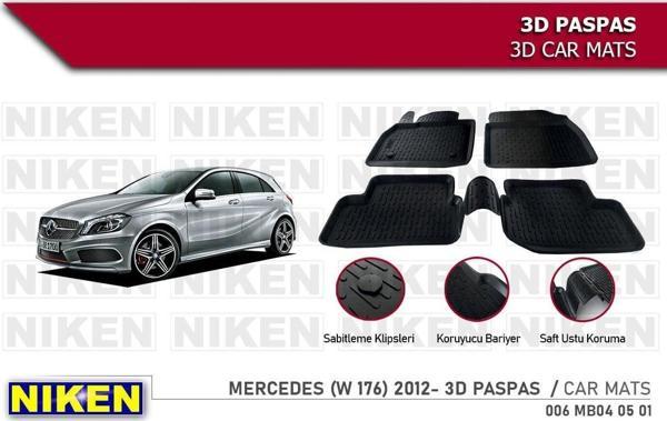 Mercedes A serisi w176 Havuzlu 3D Paspas Niken Siyah 2012+ Sonrası - Image 1