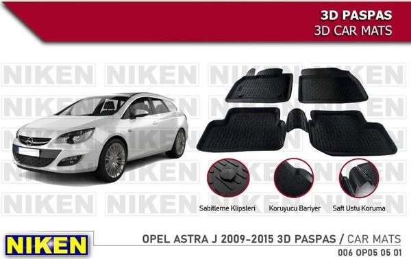 Opel Astra J Havuzlu 3D Paspas Niken Siyah 2009-2015 Arası - Image 1
