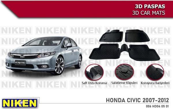 Honda Civic fd6 Havuzlu 3D Paspas Niken Siyah 2006-2012 Arası - Image 1