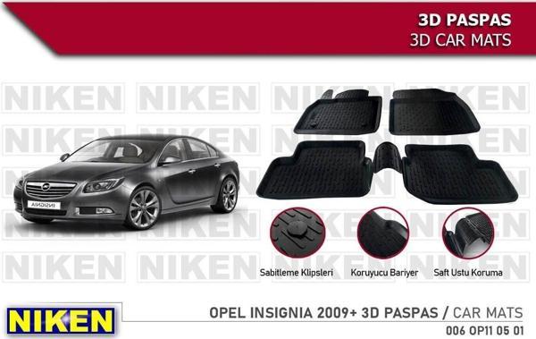 Opel insignia Havuzlu 3D Paspas Niken Siyah 2009-2017 Arası - Image 1