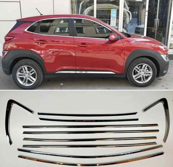 Hyundai Kona Cam Çerçeve Kromu Komple Nikelaj Seti 2018+ sonrası - Image 1