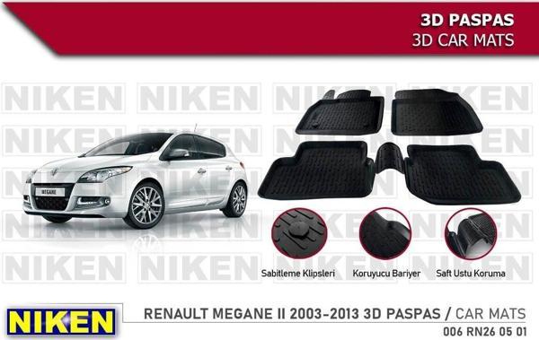 Renault Megane 3 Havuzlu 3D Paspas Niken Siyah 2011+ Sonrası - Image 1