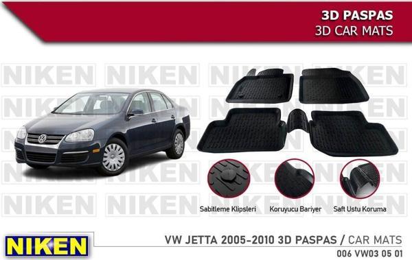 Volkswagen Jetta Havuzlu 3D Paspas Niken Siyah 2004-2010 Arası - Image 1