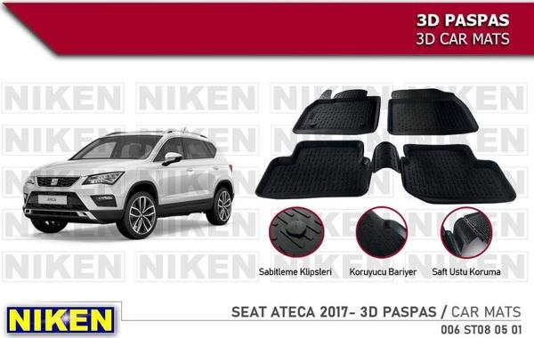 Seat Ateca Havuzlu 3D Paspas Niken Siyah 2017+ Sonrası - Image 1