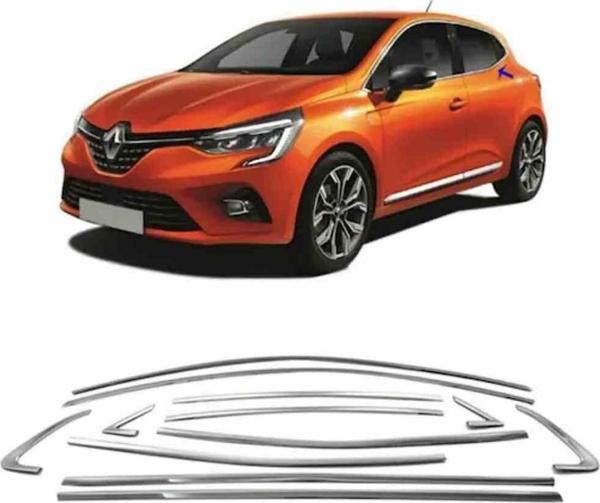 Renault Clio 5 Cam Çerçevesi 12 parça Krom Komple 2019 sonrası - Image 1
