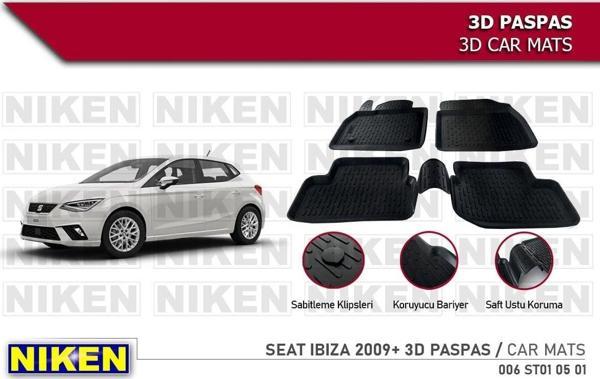 Seat ibiza Havuzlu 3D Paspas Niken Siyah 2009+ Sonrası - Image 1