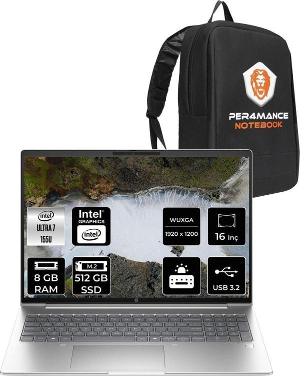 Hp Probook 460 İntel Core Ultra 7 155U 8Gb 512Gb Ssd 16'' Wuxga Fdos A23Bcea & Per4 Çanta - Image 1