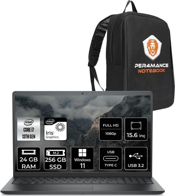 Dell Vostro 3530 İ7 1355U 24Gb Ram 256Gb Ssd 15.6'' Fhd W11P Taşınabilir Bilgisayar & Per4 Çanta - Image 1