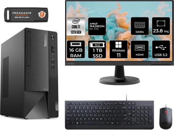 Lenovo Thinkcentre 50T İ7 13700 16Gb 1Tb Ssd Rx550/4Gb W11P 12Jd0008Tr Masaüstü Pc & 23.8" Monitör - Image 1
