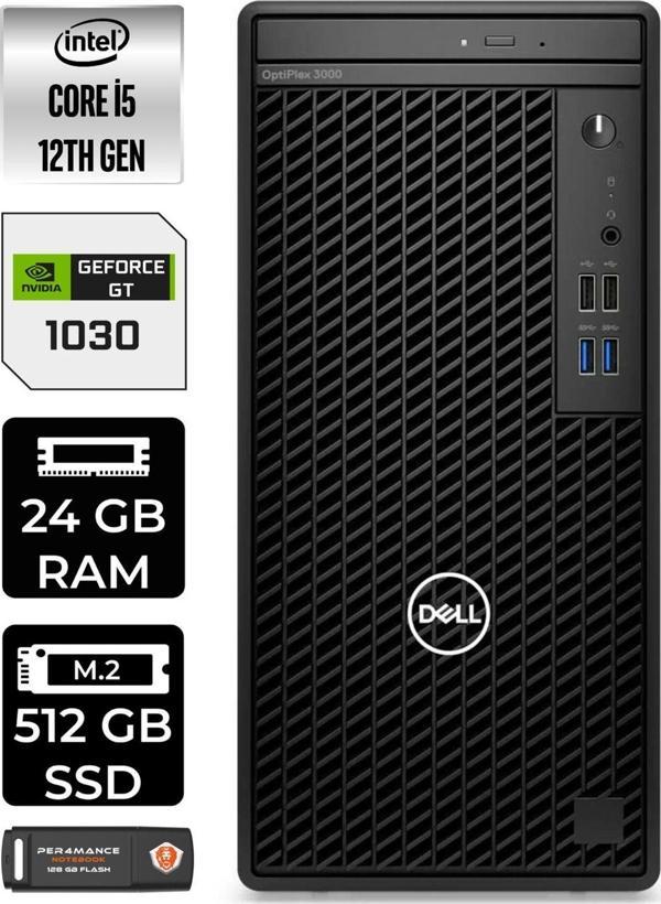 Dell Optıplex 3000 En010O3000572 İ5 12500 24Gb Ram 512Gb Ssd Gt1030 W11P Masaüstü Bilgisayar - Image 1