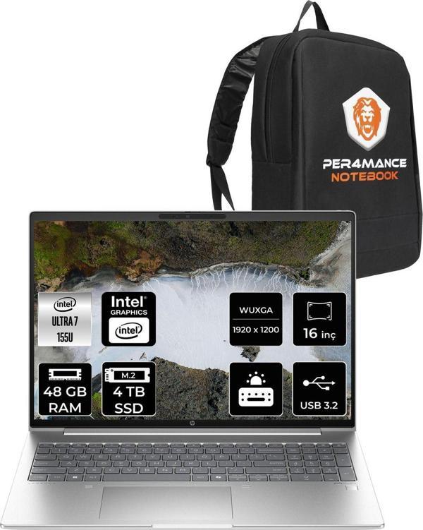 Hp Probook 460 İntel Core Ultra 7 155U 48Gb 4Tb Ssd 16'' Wuxga Fdos A23Bcea & Per4 Çanta - Image 1