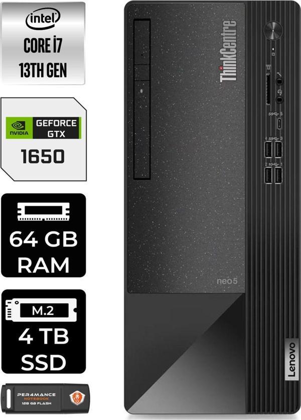 Lenovo Neo 50T 12Jd0008Tre650 İ7 13700 64Gb Ram 4Tb Ssd Gtx1650 Fdos Masaüstü Pc & Per4 Bellek - Image 1