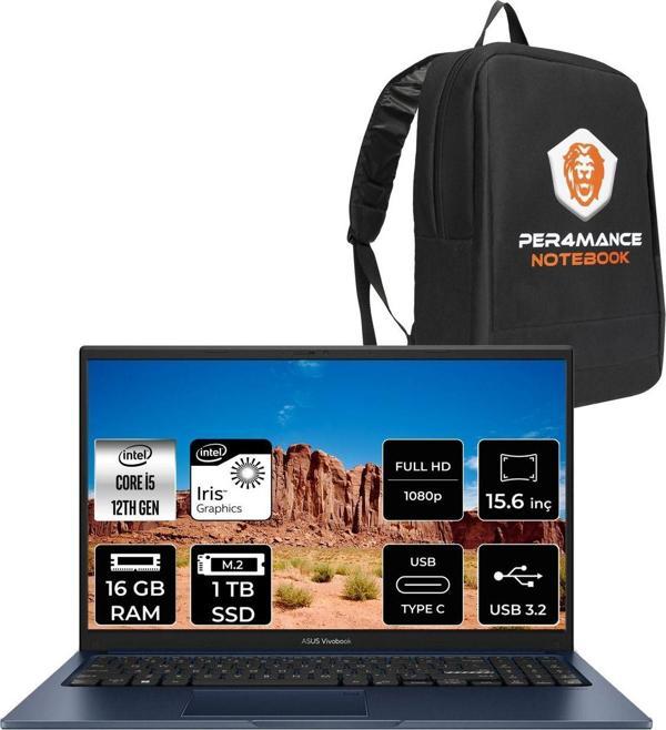 Asus Vivobook 15 X1504Za İ5 1235U 16Gb Ram 1Tb Ssd 15.6'' Fhd Fdos Nj180 & Per4 Çanta - Image 1