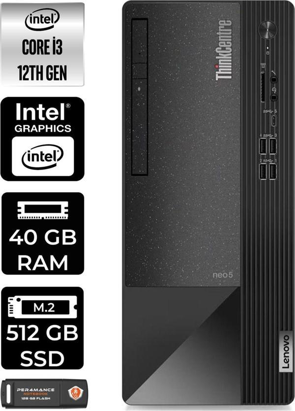 Lenovo Neo 50T 11Sc001Atxe137 İ3 12100 40Gb Ram 512Gb Ssd W11P Masaüstü Bilgisayar - Image 1