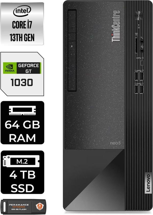 Lenovo Neo 50T 12Jd0008Tre600 İ7 13700 64Gb Ram 4Tb Ssd Gt1030 4Gb W11P Masaüstü Bilgisayar - Image 1
