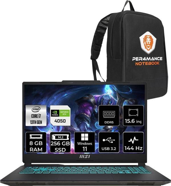 Msı Cyborg 15 A13Ve7 İ7-13620H 8Gb 256Gb Ssd Rtx4050/6Gb 15.6" Fhd 144Hz W11P & Per4 Çanta - Image 1