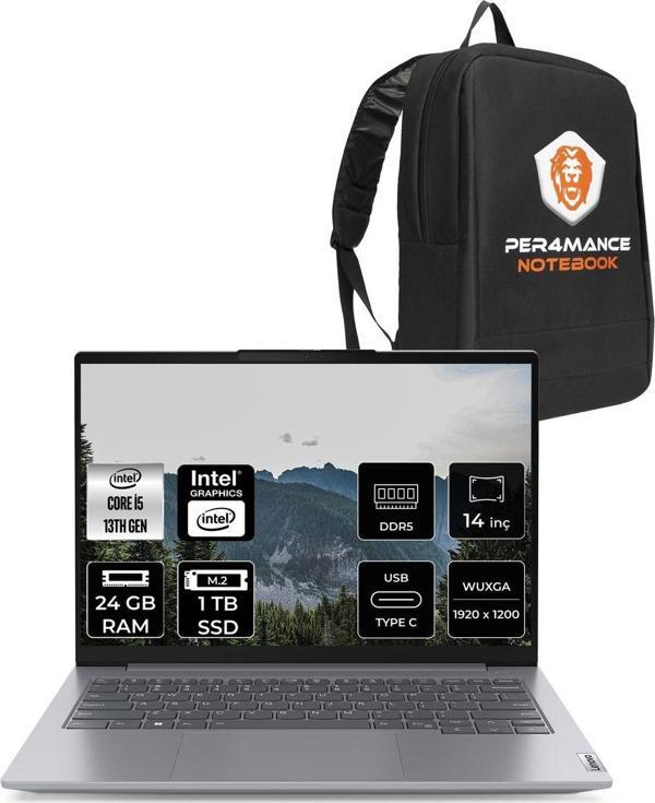 Lenovo Thinkbook 14 G6 İ5 13420H 24Gb Ddr5 1Tb Ssd 14'' Fhd+ Fdos Dizüstü Bilgisayar & Per4 Çanta - Image 1