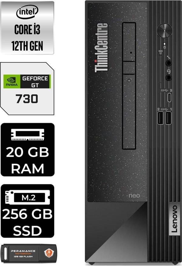 Lenovo Neo 50S 11Sx002Vtxe316 İ3 12100 20Gb Ram 256Gb Ssd Gt730 Fdos Masaüstü Bilgisayar - Image 1