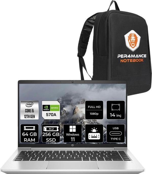Hp Probook 440 G9 Intel Core İ5 1235U 64Gb 256Gb Ssd Mx570A/2Gb 14" Fhd W11P & Per4 Çanta - Image 1