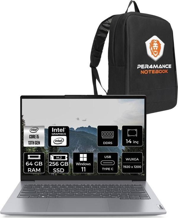 Lenovo Thinkbook 14 G6 İ5 13420H 64Gb Ddr5 256Gb Ssd 14'' Fhd+ W11P Dizüstü Bilgisayar & Per4 Çanta - Image 1