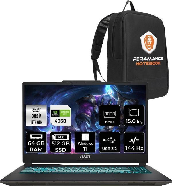 Msı Cyborg 15 A13Ve7 İ7-13620H 64Gb 512Gb Ssd Rtx4050/6Gb 15.6" Fhd 144Hz W11P & Per4 Çanta - Image 1