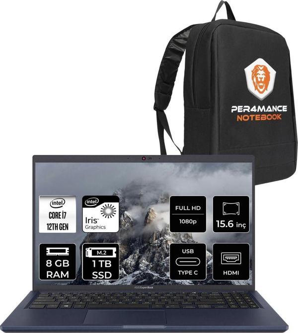 Asus Expertbook B1 İ7 1255U 8Gb Ram 1Tb Ssd 15.6" Fhd Fdos Taşınabilir Bilgisayar & Per4 Çanta - Image 1