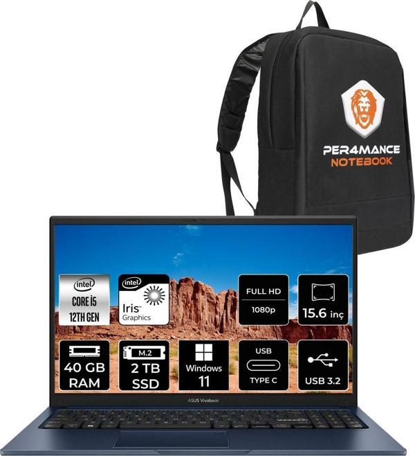 Asus Vivobook 15 X1504Za İ5 1235U 40Gb Ram 2Tb Ssd 15.6'' Fhd W11Home Nj547 & Per4 Çanta - Image 1