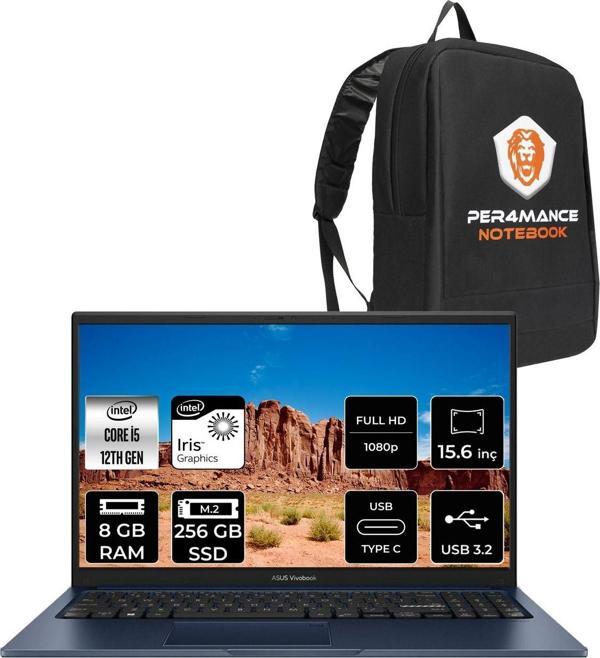 Asus Vivobook 15 X1504Za İ5 1235U 8Gb Ram 256Gb Ssd 15.6'' Fhd Fdos Nj180 & Per4 Çanta - Image 1