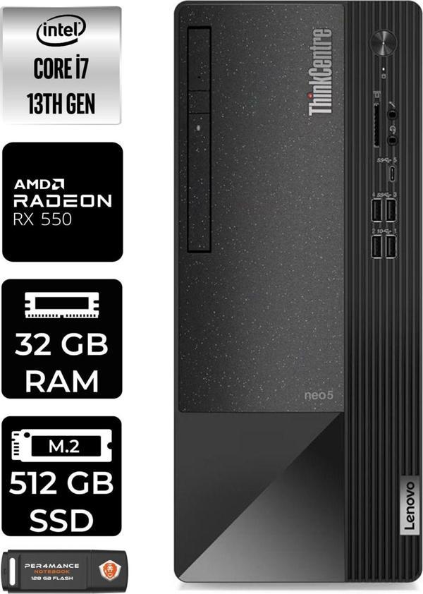 Lenovo Neo 50T 12Jd0008Tre227 İ7 13700 32Gb Ram 512Gb Ssd Rx550 4Gb W11H Masaüstü Bilgisayar - Image 1